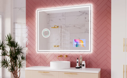 Specchio da parete moderno per bagno con luci L49