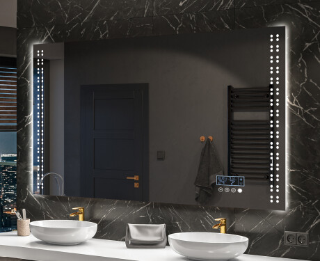 Specchio da parete moderno per bagno con luci L55 #10