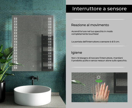 Specchio da parete moderno per bagno con luci L55 #7