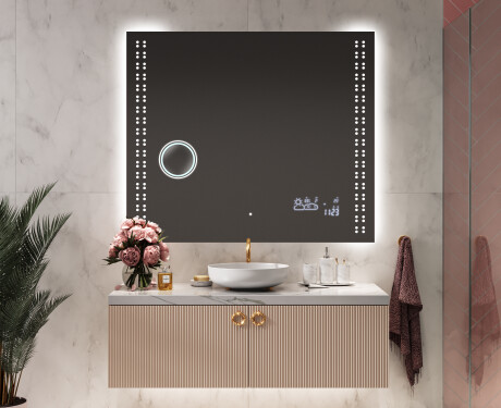 Specchio da parete moderno per bagno con luci L55 #9