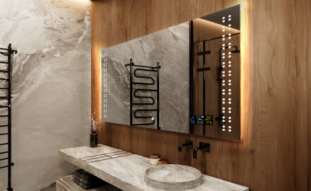 Specchio da parete moderno per bagno con luci L55