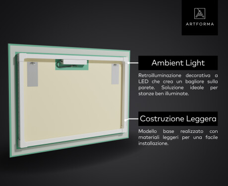 Rettangolare specchio bagno con luce LED L58 #2