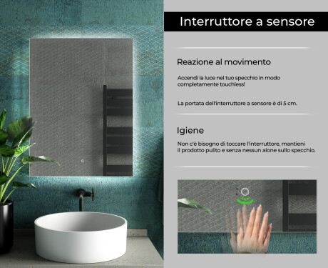 Rettangolare specchio bagno con luce LED L58 #7