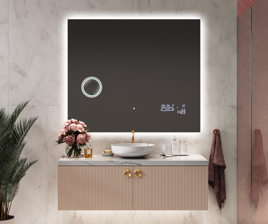 Artforma - Rettangolare specchio bagno con luce LED L58