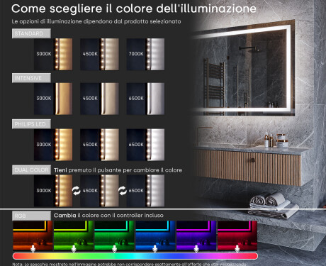 Rettangolare specchio bagno con luce LED L62 #10