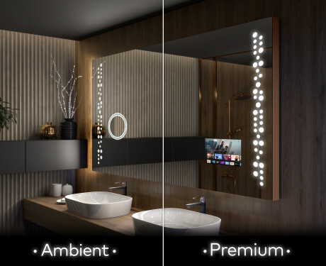 Specchio da parete moderno per bagno con luci L65