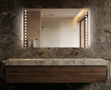 Rettangolare specchio bagno con luce LED a batteria L03