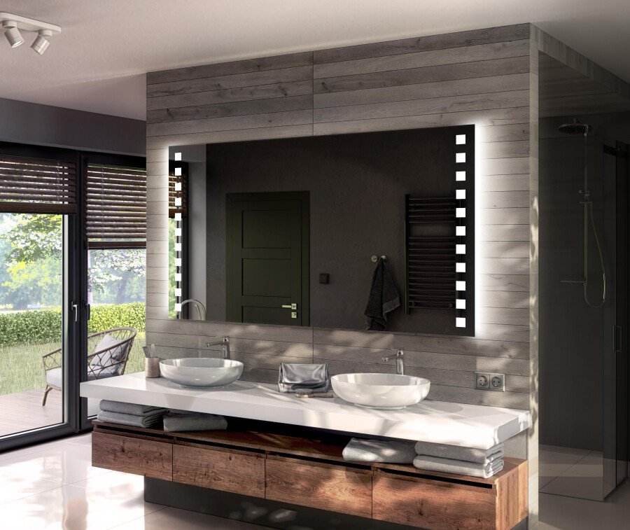 Artforma - Rettangolare specchio bagno con luce LED a batteria L03