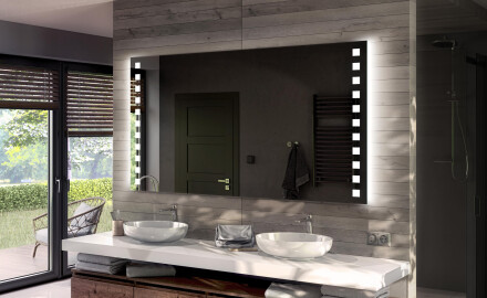 Rettangolare specchio bagno con luce LED a batteria L03