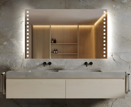 Specchio da parete moderno per bagno con luci a batteria L06