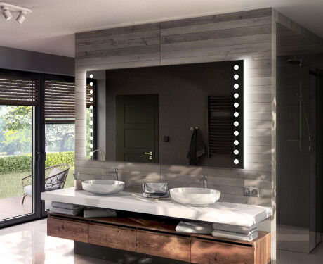 Specchio da parete moderno per bagno con luci a batteria L06