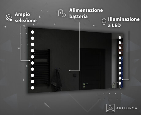 Specchio da parete moderno per bagno con luci a batteria L06 #4