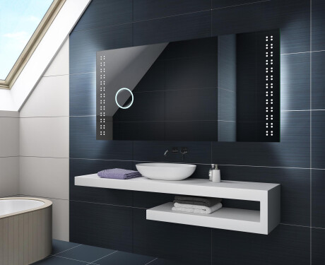 Specchio da parete moderno per bagno con luci a batteria L55 #2