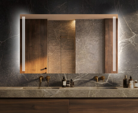 Rettangolare specchio bagno con luce LED a batteria L131