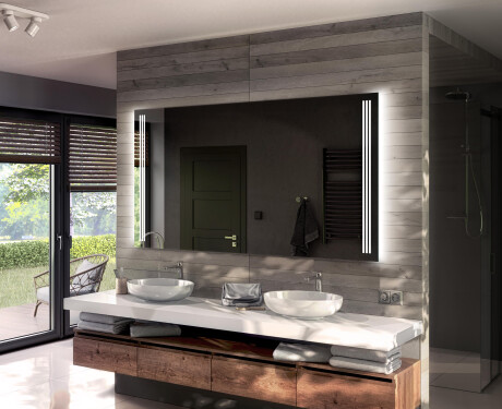 Rettangolare specchio bagno con luce LED a batteria L131