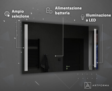 Rettangolare specchio bagno con luce LED a batteria L131 #4