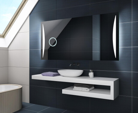 Specchio da parete moderno per bagno con luci a batteria L135 #2