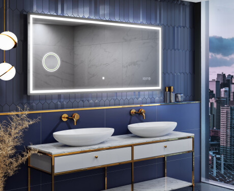 Specchio da parete moderno per bagno con luci - Slimline L49