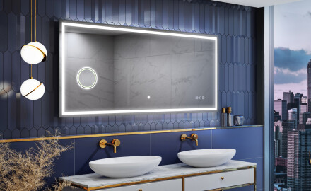 Specchio da parete moderno per bagno con luci - Slimline L49