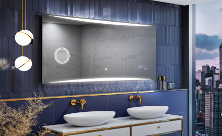 Specchio da parete moderno per bagno con luci - Slimline L78