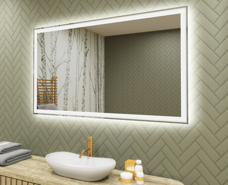 Specchio bagno retroilluminato LED 120x70cm su šaltu LED apšvietimu 7000K, šiltu apšvietimu 3000K arba neutraliu apšvietimu 4500K