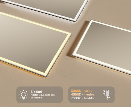 Specchio bagno retroilluminato LED 120x70cm su šaltu LED apšvietimu 7000K, šiltu apšvietimu 3000K arba neutraliu apšvietimu 4500K #3