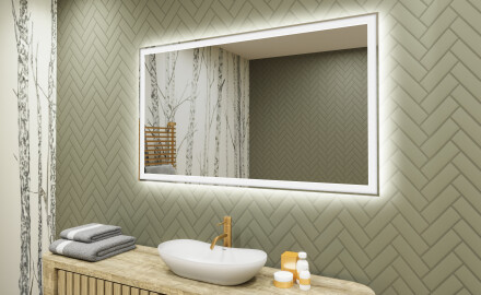 Specchio bagno retroilluminato LED 120x70cm su šaltu LED apšvietimu 7000K, šiltu apšvietimu 3000K arba neutraliu apšvietimu 4500K