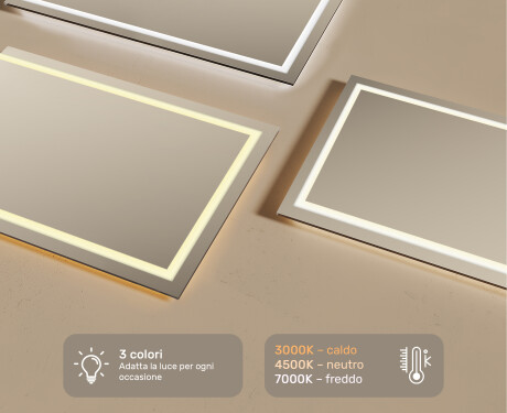 Specchio bagno retroilluminato LED 120x70cm su šaltu LED apšvietimu 7000K, šiltu apšvietimu 3000K arba neutraliu apšvietimu 4500K #3