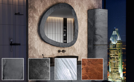 Specchio irregolare con cornice in pietra naturale L296
