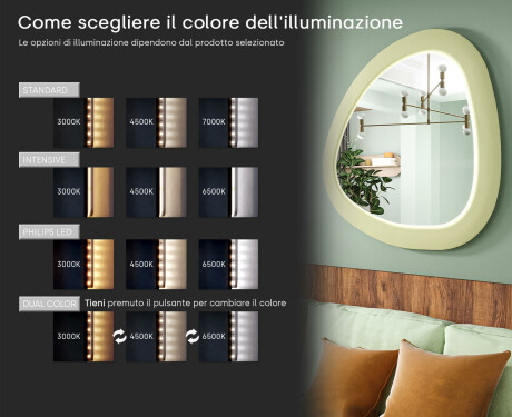 Specchio LED dalla linea irregolare con cornice in MDF laccato L308 #5