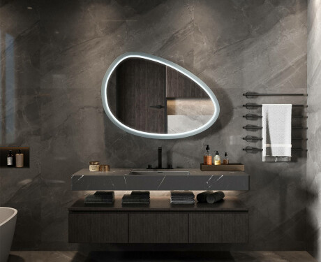 Specchio LED asimmetrico con cornice in MDF laccato L310 #2