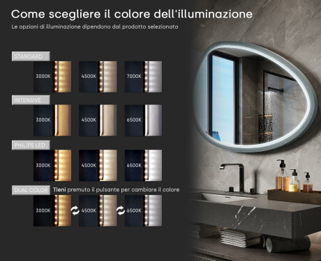 Specchio LED asimmetrico con cornice in MDF laccato L310 #5