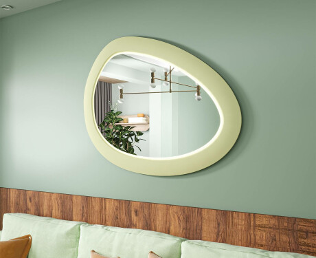 Specchio LED asimmetrico con cornice in MDF L310