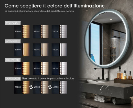 Specchio LED rotondo con cornice in MDF laccato L306 #5