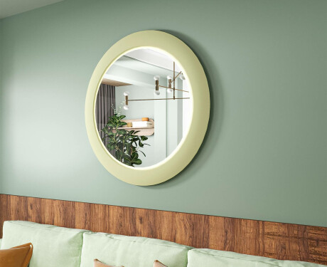 Specchio LED con MDF in una cornice rotonda laccata L306