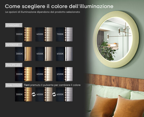 Specchio LED con MDF in una cornice rotonda laccata L306 #5