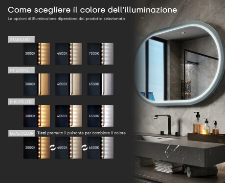 Specchio LED a forma di stadio con cornice in MDF laccato L307 #5