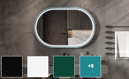 Specchio LED a forma di stadio con cornice in MDF laccato L307
