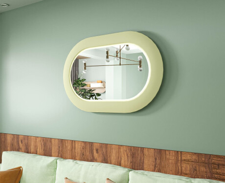 Specchio LED moderno a forma di stadio con cornice in MDF L307