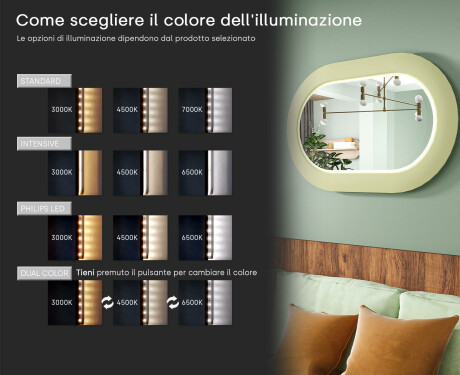 Specchio LED moderno a forma di stadio con cornice in MDF L307 #5