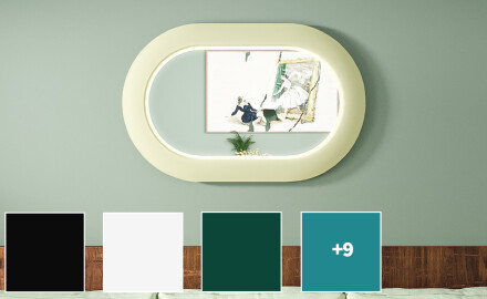 Specchio LED moderno a forma di stadio con cornice in MDF L307