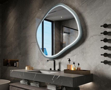 Specchio LED romboidale con cornice in MDF laccato L309