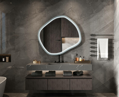 Specchio LED romboidale con cornice in MDF laccato L309 #2