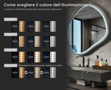 Specchio LED romboidale con cornice in MDF laccato L309 #5