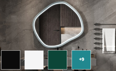Specchio LED romboidale con cornice in MDF laccato L309