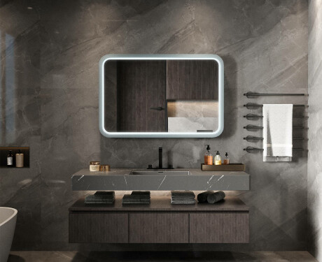 Specchio LED arrotondato con cornice in MDF laccato L305 #2