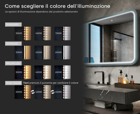 Specchio LED arrotondato con cornice in MDF laccato L305 #5