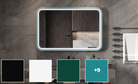 Specchio LED arrotondato con cornice in MDF laccato L305