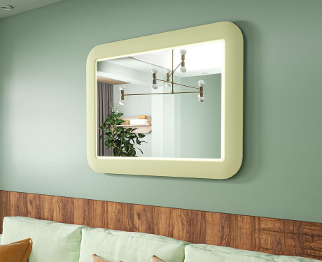 Specchio LED arrotondato con cornice in MDF lucido L305
