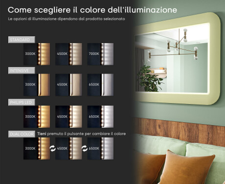 Specchio LED arrotondato con cornice in MDF lucido L305 #5